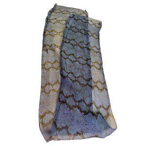 Vintage Snakeskin Print Rectangle Scarf Blue Black Lightweight Neck Wrap